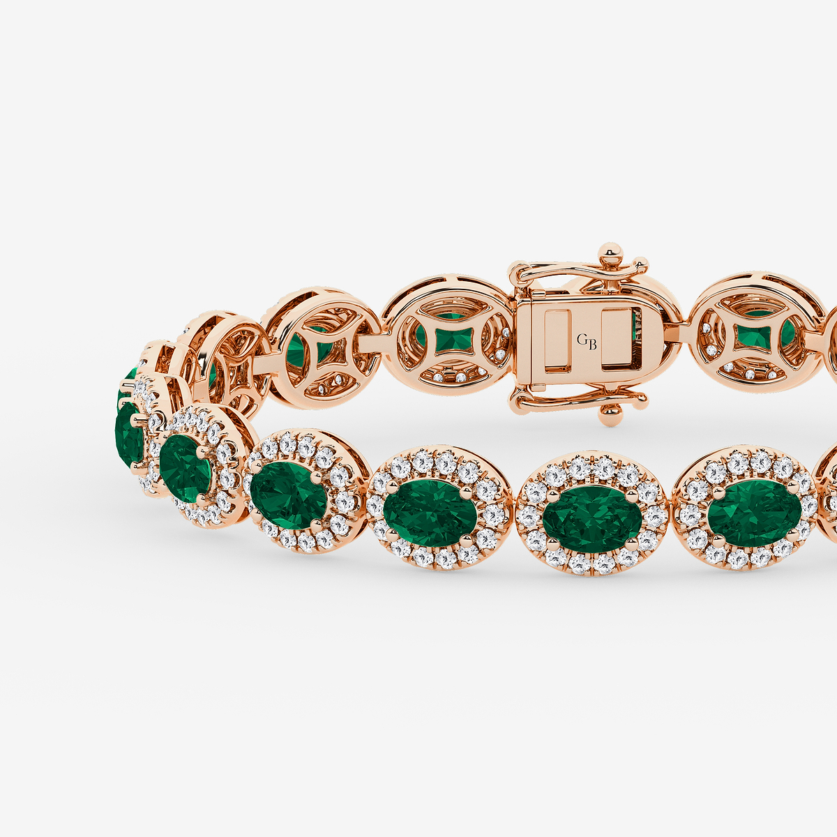 Additional Image 1 for  8 1/2 Oval Cut Created Emerald and Round Lab Grown Diamond Bracelet - 7 Inches